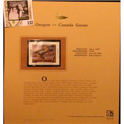 1999 Oregon-Canada Goose Waterfowl $5.00 Stamp. Mint Condition with literature, unsigned.