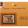 Image 2 : 1999 Virginia-Green-winged Teal Waterfowl $5.00 Stamp. Mint Condition with literature, unsigned.