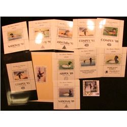 Sam Houston Philatelics Souvenir Show Labels: "National '90" depicts Red Breasted Merganser; Sam Hou