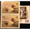 Image 1 : 1992 Consecutively numbered perforated Pair of South Dakota Waterfowl Restoration Stamps, Mint, and 