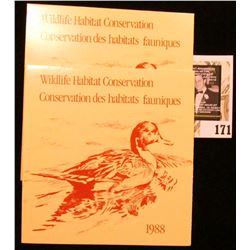 (2) 1988 Canadian Wildlife Habitat Conservation $6.50 Stamps in original mint holder.
