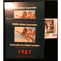(2) 1987 Canadian Wildlife Habitat Conservation $6.50 Stamps in original mint holder.