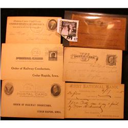 1875 Stamped Postal Card  First National Bank Independence, Iowa ; 1884 Nashua, Iowa Stamped Postal 
