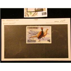 1983 Minnesota Department of Natural Resources $5 Pheasant Habitat Stamp. Artist signed.