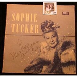 Sophie Tucker personally autographed "Decca Records" Cover, which 'Doc' valued at $250.00.