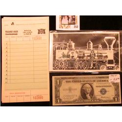 "Track One Restaurant Rock Island Lines" Menu Tickets; "Baltimore, Md. Oct. 1, 1987 First Day of Iss