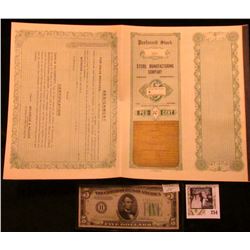 Unissued "Preferred Stock #328 Steril Manufacturing Company Omaha, Nebraska" with coupons & certific