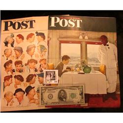 (2) Different "The Saturday Evening Post" Norman Rockwell Covers advertising "The Dexter Company Fai