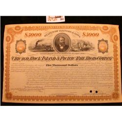 1877 $5000 Mortgage Bond Payable 1st July 1917 United States of America States of Illinois & Iowa "T