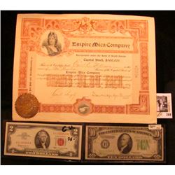 1903 Stock Certificate for Two Hundred Shares "Empire Mica Company" with a Gold Notary Seal from Sou