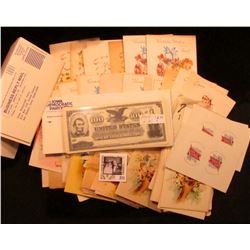 Large group of 1950 era Greeting cards; group of Democratic Party envelopes; Group of faces for anti