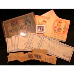 Several 1950 era Greeting Cards, some with envelopes, all unused; group of hole cancelled Dividend c