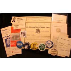 (6) different Political Pin-backs; group of campaign card "Charles F. Griffin Republican Candidate f