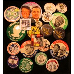 (20) Old Pin-backs, many are from Iowa. Includes Iowa Hawkeyes, Braddyville Centennial, Modale, Ia. 
