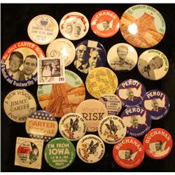 (25) Various Political & Local Pin-backs including Iowa and Iowa Hawkeyes.