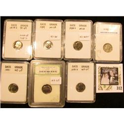 1941P Mercury Dime, 1979S DCAM PROOF Dime, 1988 D Dime, 1989P Dime, 1990D Dime, 1991 P Dime, & 1991 