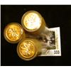 Image 2 : (3) 1957 Original Gem BU Solid-date Rolls of Canada Maple Leaf Cents. Each roll contains 50 pcs, all