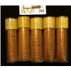 Image 1 : (5) 1957 Original Gem BU Solid-date Rolls of Canada Maple Leaf Cents. Each roll contains 50 pcs, all