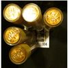 Image 2 : (5) 1957 Original Gem BU Solid-date Rolls of Canada Maple Leaf Cents. Each roll contains 50 pcs, all