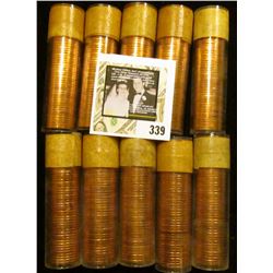 (10) 1957 Original Gem BU Solid-date Rolls of Canada Maple Leaf Cents. Each roll contains 50 pcs, al