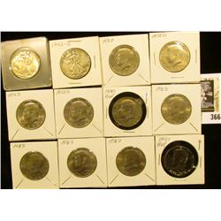 1942P EF & 42SVG Walking Liberty Half dollars; 1971D, (3) 72D, 74S Proof, (4) 76D BU, & 76S Proof Ke