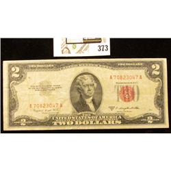 Series 1953B Two Dollar United States Note, S/N A70823047A.  Red Seal