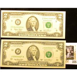 Series 2003 & Series 2003A $2 Federal Reserve Notes, Both CU.