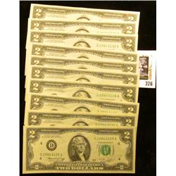 (10) Series 1976 Consecutively Serial Numbered Two-Dollar Federal Reserve Notes, CU.