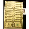 Image 1 : (10) Series 1976 Consecutively Serial Numbered Two-Dollar Federal Reserve Notes, CU.
