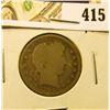 Image 1 : 1894-S Barber Quarter, G+ full rims, value $10