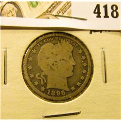 1896 Barber Quarter, G+ full rims, value $10