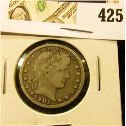 1901 Barber Quarter, VG10, value $15