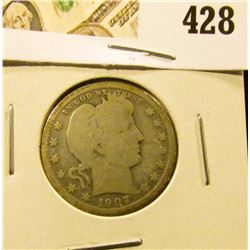 1907 Barber Quarter, G+ full rims, value $9
