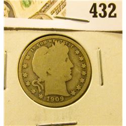 1909-D Barber Quarter, G, value $9