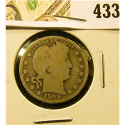 1909-S Barber Quarter, G obverse, AG reverse, value $7