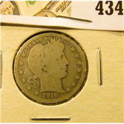 1910 Barber Quarter, G, value $9