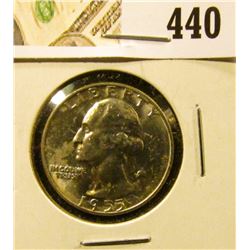 1955-D Washington Quarter, BU MS64+, low mintage semi-key date, value $15