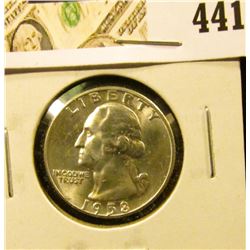 1958-D Washington Quarter, Gem BU, value $25