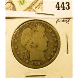 1897 Barber Half Dollar, G6, strong rims, value $20