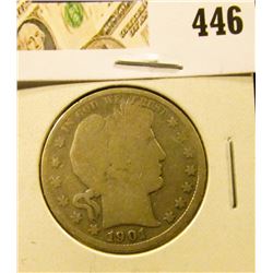 1901 Barber Half Dollar, G, value $17