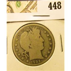 1902 Barber Half Dollar, G, value $17