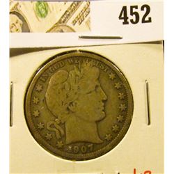 1907-O Barber Half Dollar, VG, value $17