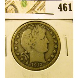 1912-S Barber Half Dollar, VG, value $18