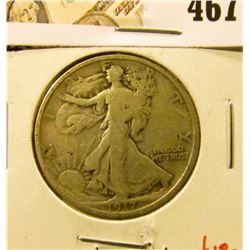 1917-S Walking Liberty Half Dollar, Reverse Mint mark, VG+, value $18