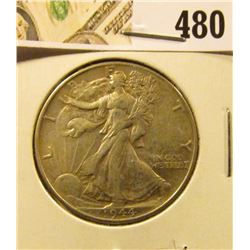 1944 Walking Liberty Half Dollar, XF, value $18