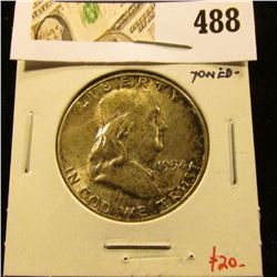 1954 Franklin Half Dollar, BU MS63+ toned, value $20