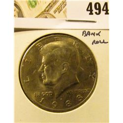 1983-P Kennedy Half Dollar, BU from bank roll, no Mint Sets issued in 1982 or 1983, scarce in BU, va