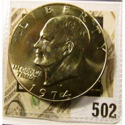 1974-D Eisenhower Dollar, BU from Mint Set, value $6 to $38