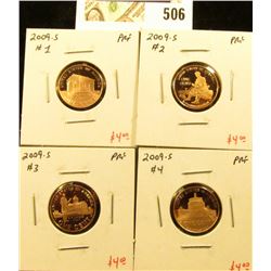 Group of (4) PROOF Lincoln Cents, 2009-S 4 coin Lincoln Bicentennial Commemoratives, group value $16