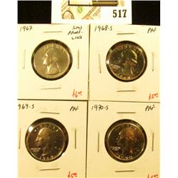 Group of (4) PROOF Washington Quarters, 1967 SMS/BU (proof-like), 1968-S, 1969-S, 1970-S, group valu